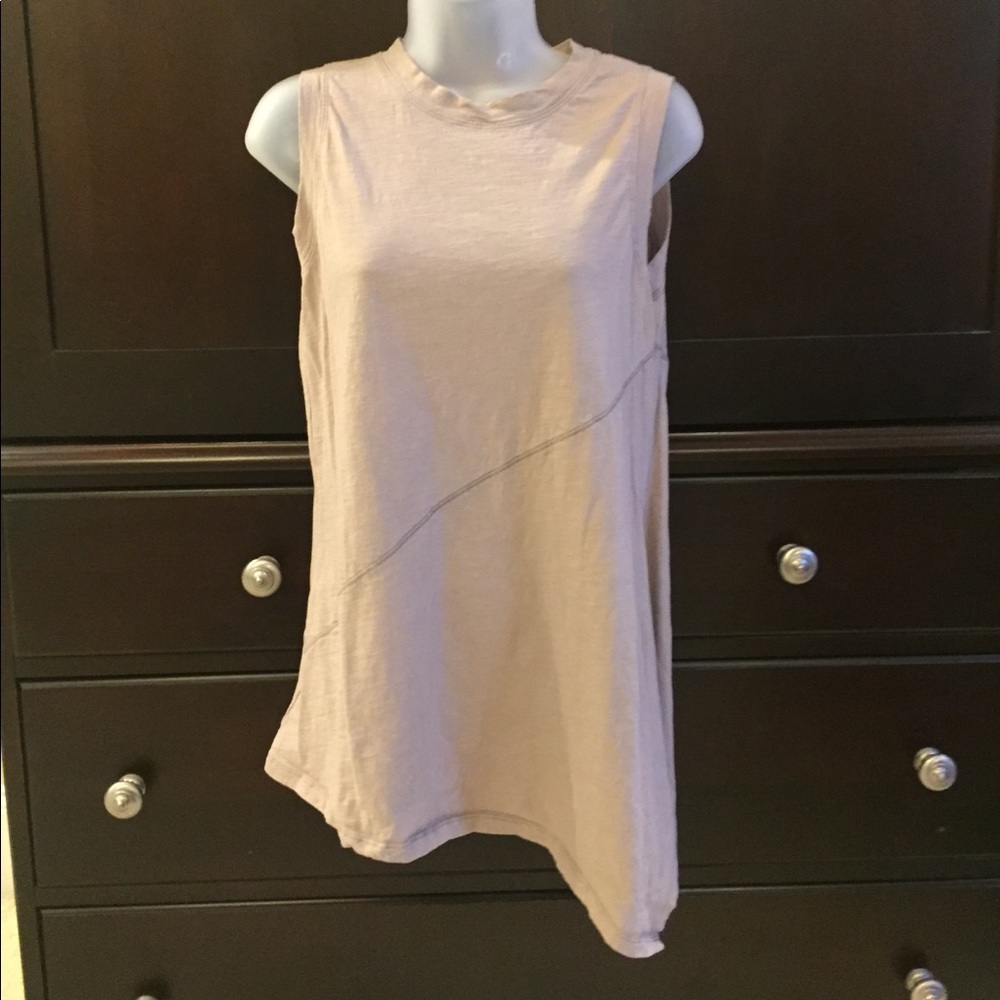 Asymmetrical tan sleeveless shirt
